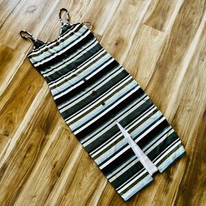 No Boundaries Green and White Striped Summer Dress